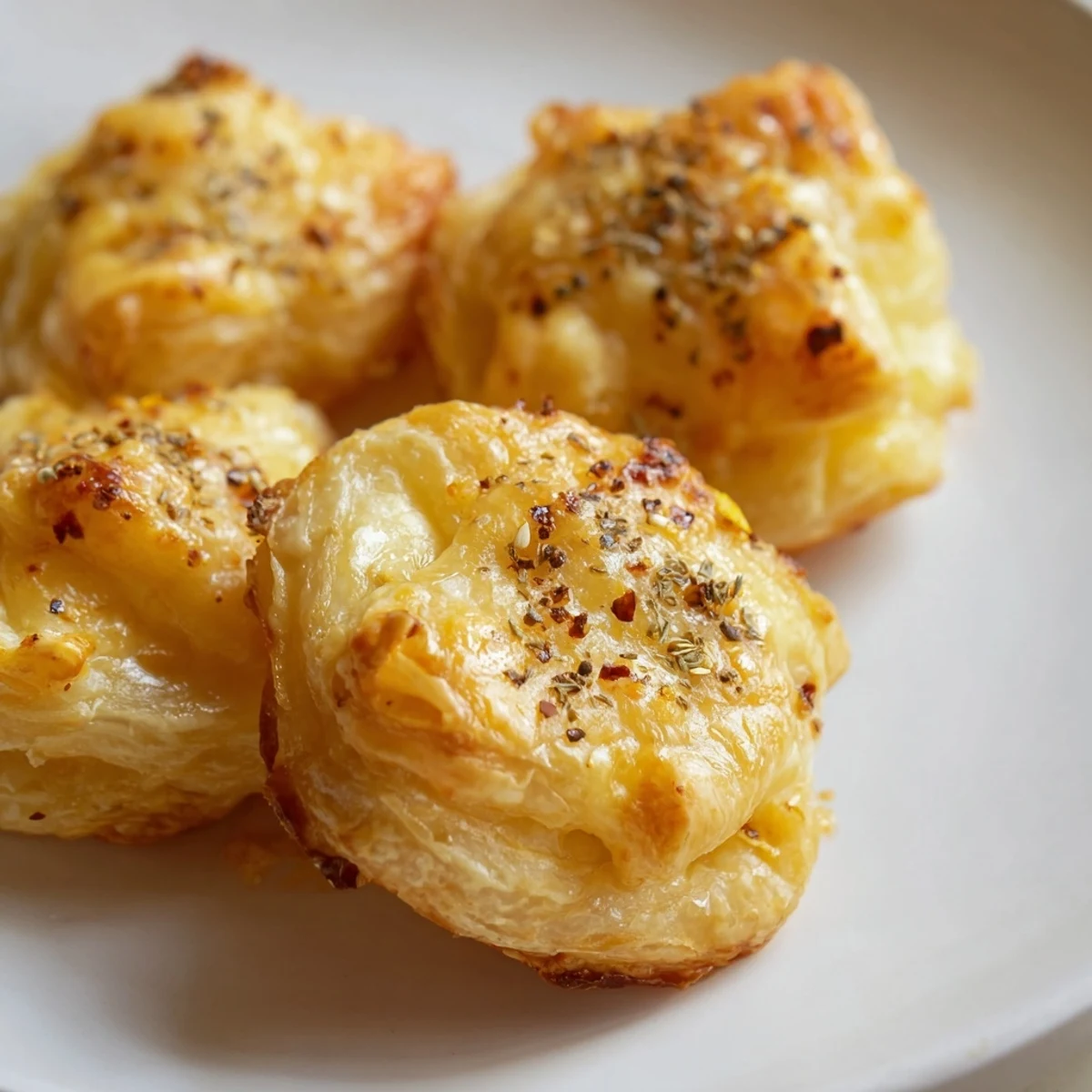 Golden, flaky Cheese and Spice Puff Pastry Bites, perfectly baked and ready to be enjoyed as a savory snack.