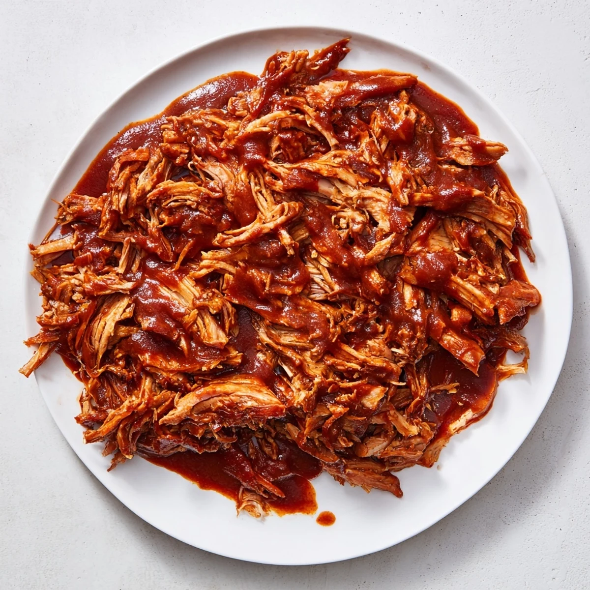 Juicy, slow-cooked 5-Ingredient BBQ Pulled Pork, ready to be shredded and served on a bun.