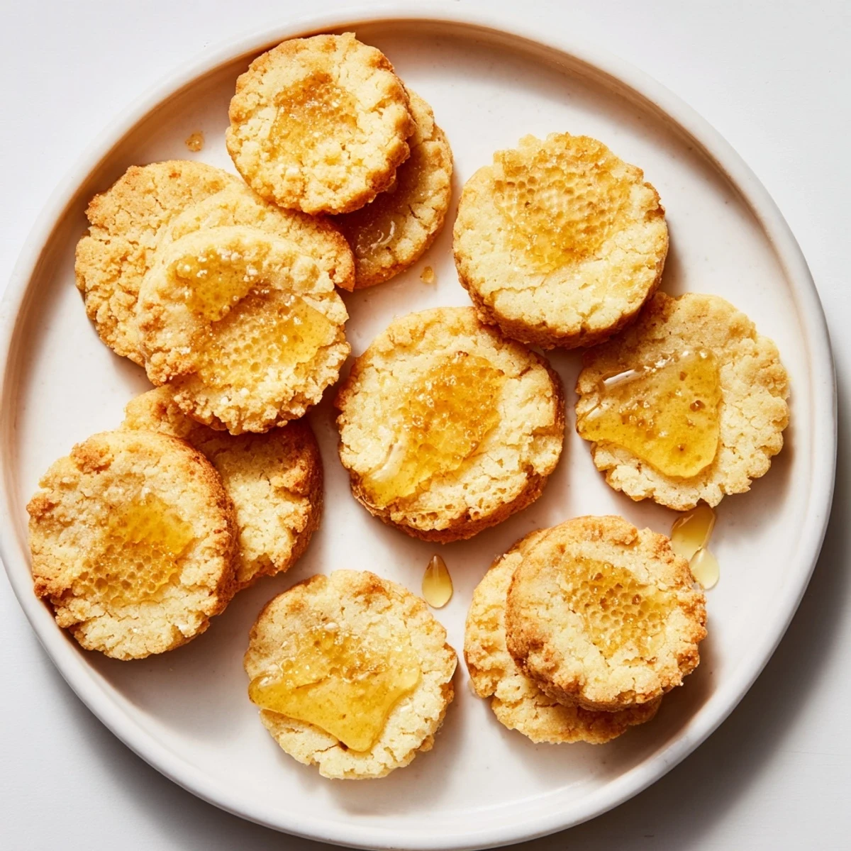 Delicate Honey Butter Shortbread Cookies arranged on a cooling rack, promising a sweet, buttery bite.