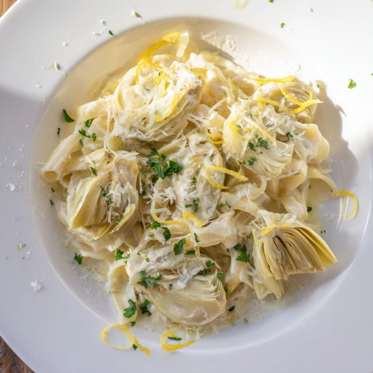 Creamy lemon artichoke pasta with bright, tender artichoke and a luscious, silky cream sauce.