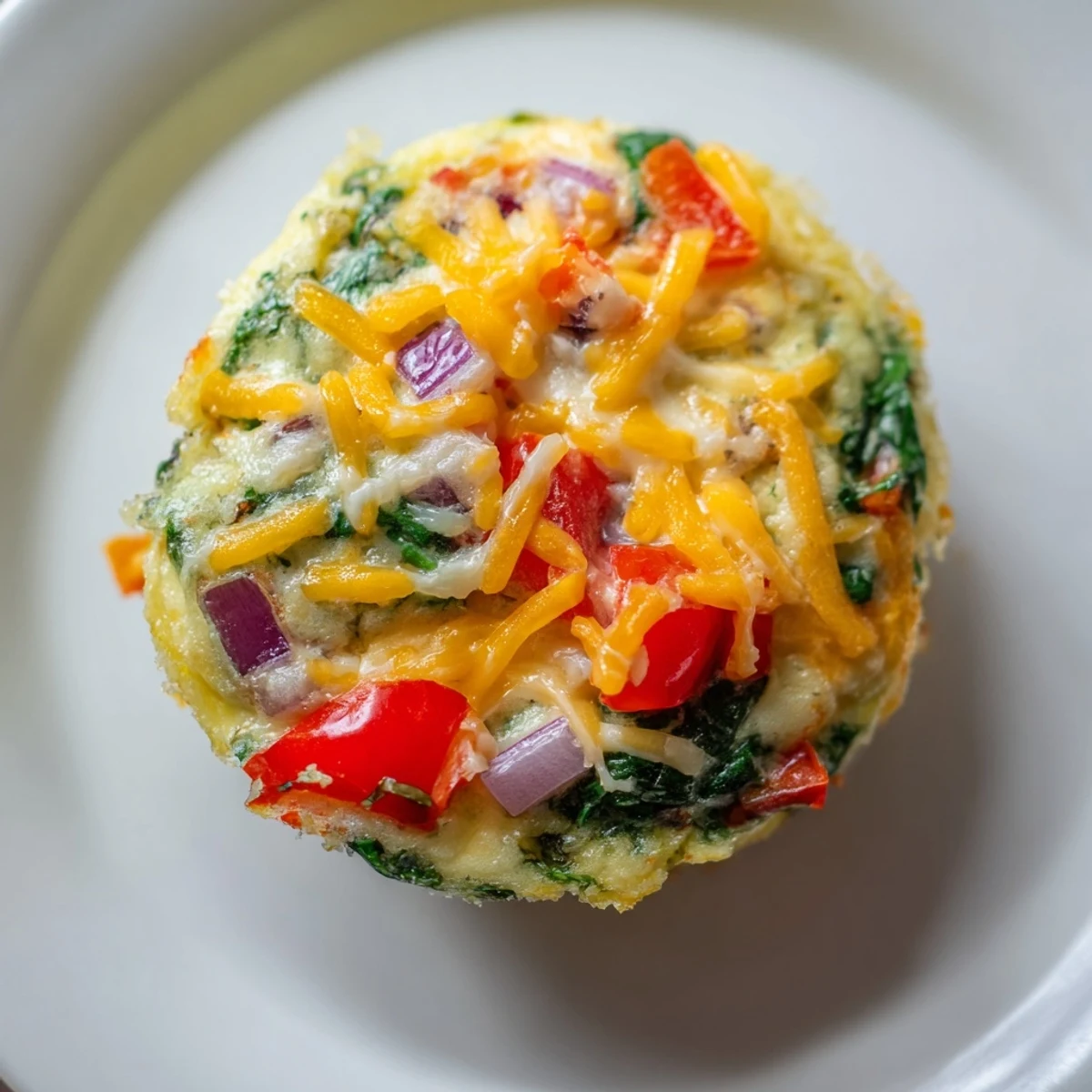 Golden, baked veggie egg muffins with cheese and tomatoes, perfect for meal prepping.