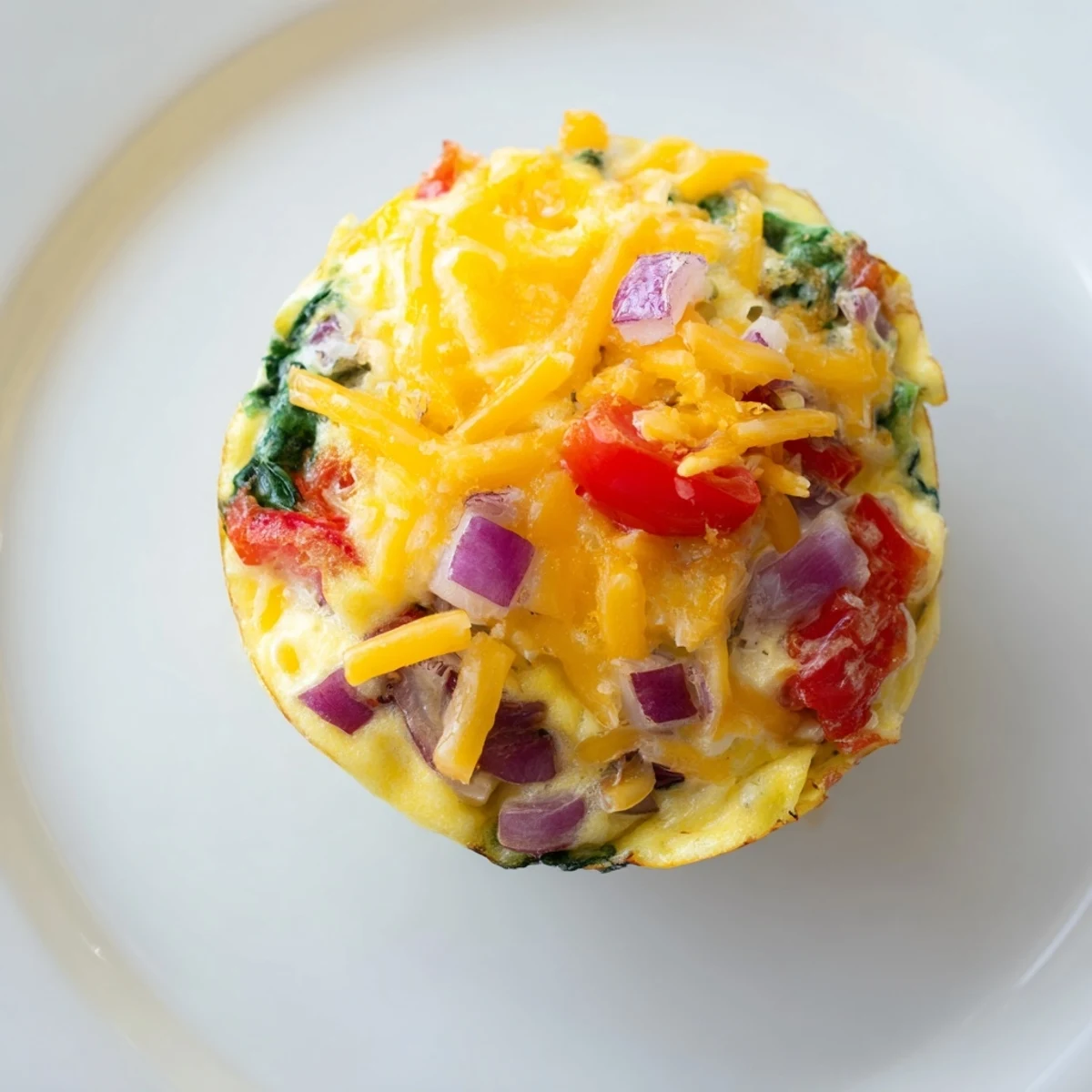 Savory veggie egg muffins filled with colorful bell peppers; a hearty breakfast bite.