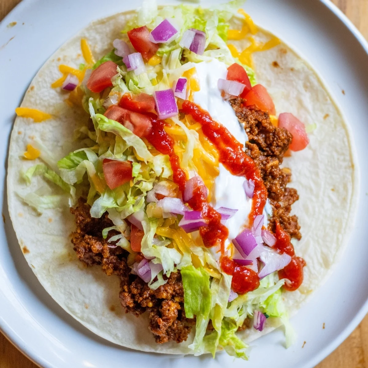 Sizzling close-up of crispy smash tacos with vibrant garnishes, perfect for a quick Tex-Mex meal.