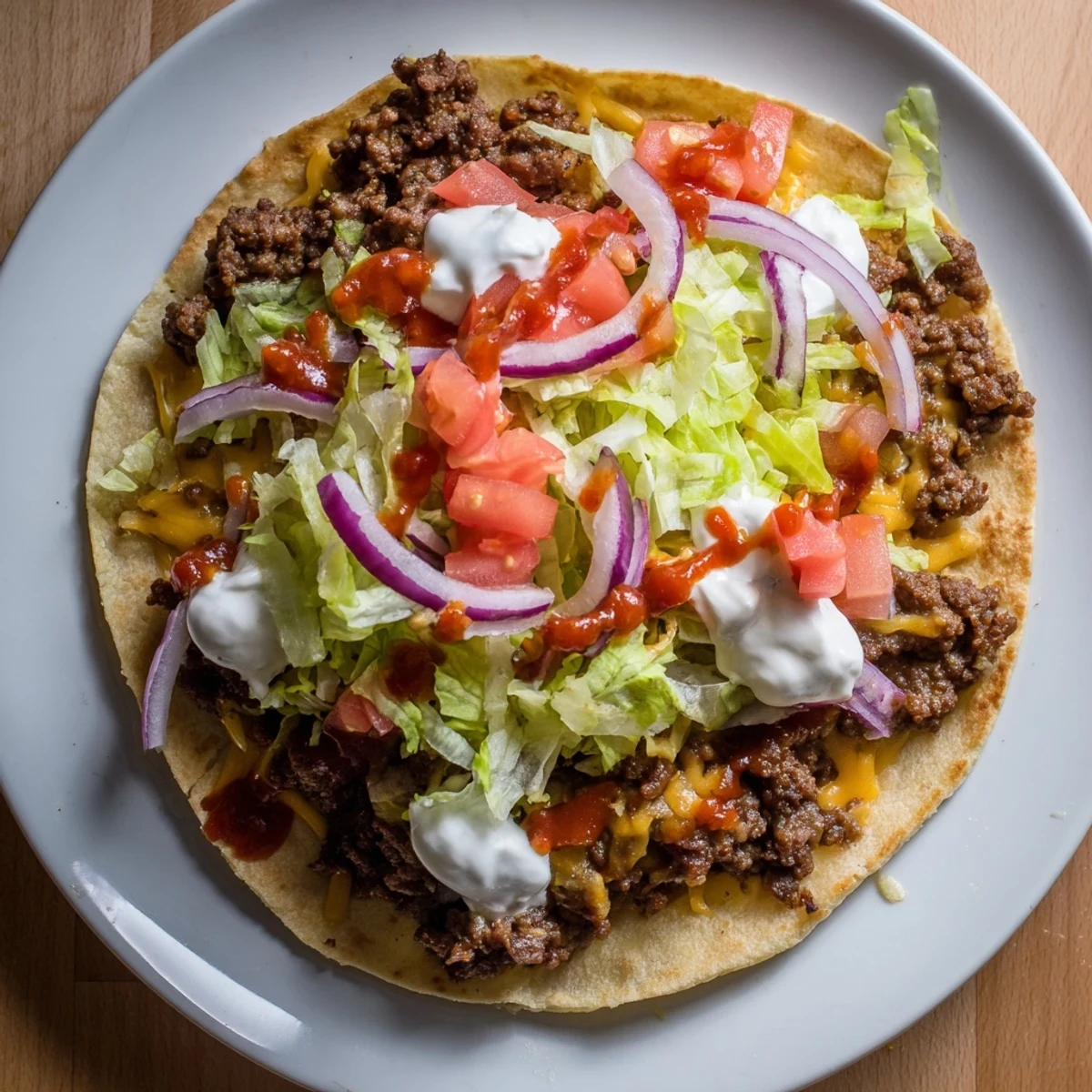 Handheld view of delicious crispy smash tacos, showcasing the perfectly seared beef and loaded toppings.
