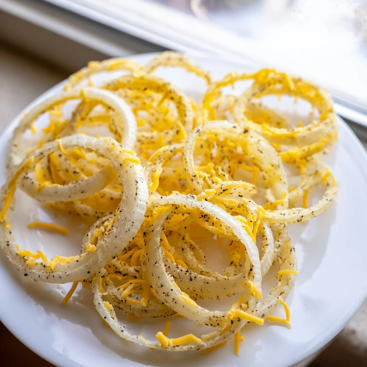 Golden, bubbly Crispy Onion Cheese Chips with melted cheese and crispy edges, ready to enjoy.