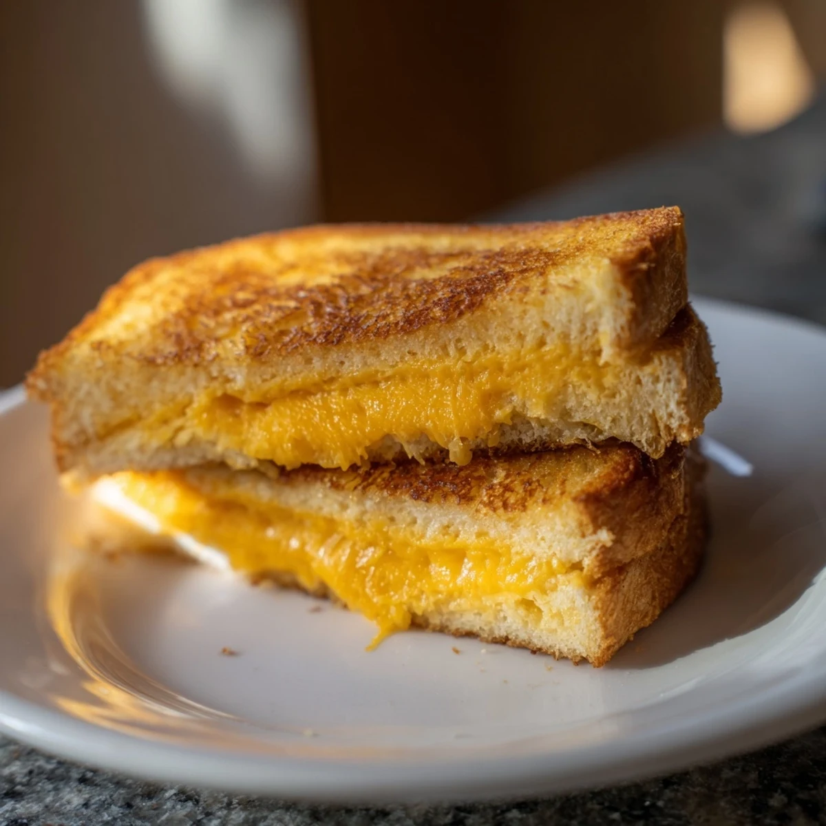 Crispy, golden-brown air fryer grilled cheese, oozing melted cheddar, perfect for lunch.