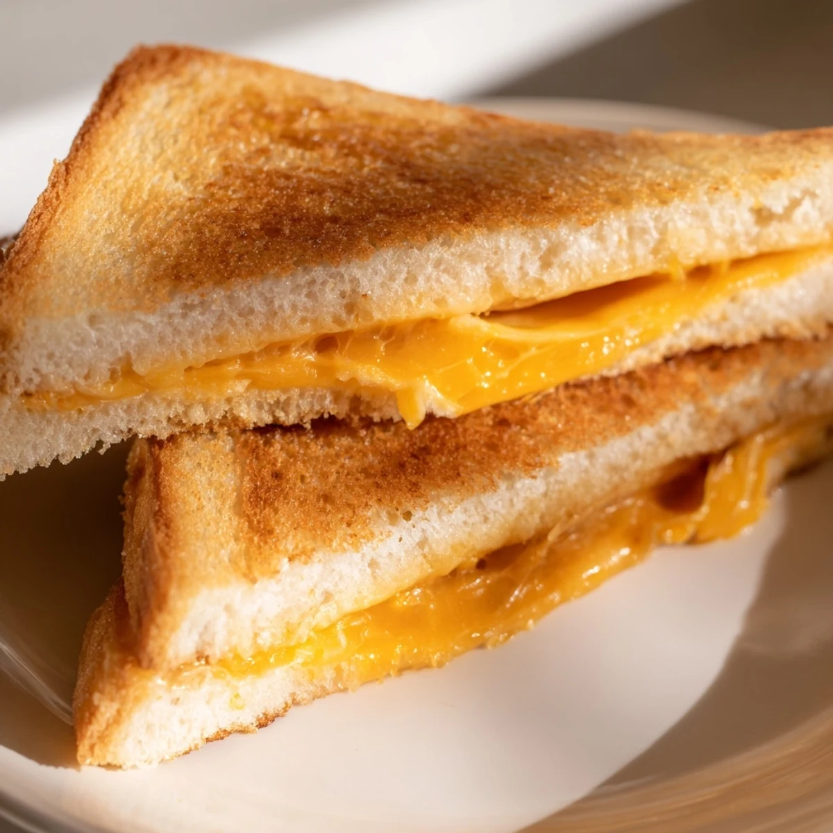 A close-up of a perfectly cooked air fryer grilled cheese, showcasing the melted cheese and crusty bread.
