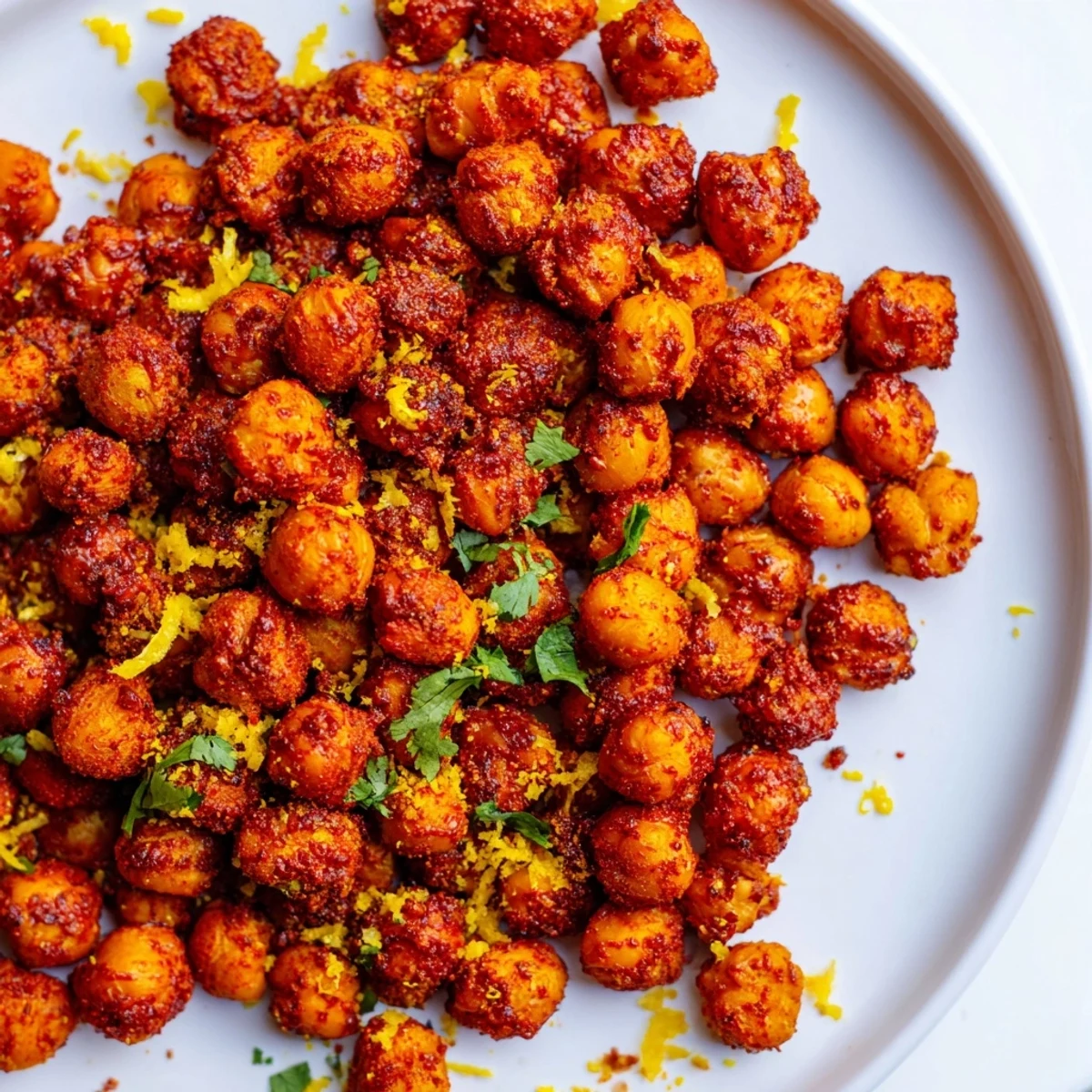 Golden, crispy Harissa Chickpea Roast, perfectly spiced and ready to enjoy as a flavorful snack.