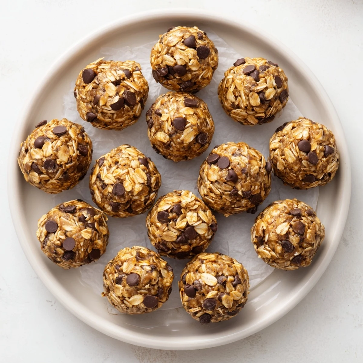 Ready-to-eat Banana Chocolate Chip Energy Balls, arranged perfectly for a healthy, on-the-go snack or breakfast boost.
