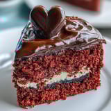 Sliced Red Betty Boop Heart Cake reveals a soft red crumb, perfect for a romantic dessert plate.