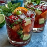 A refreshing Spring Sangria Mocktail with white grape juice, citrus slices, and fresh mint, perfect for a sunny day.