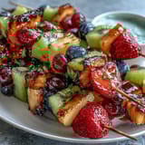 Rainbow Fruit Skewers Honey Dip