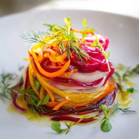 A beautiful, close-up shot of the colorful The Spinning Top Salad, perfect for a light vegetarian meal.