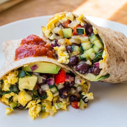 This hearty Veggie-Loaded Breakfast Burrito, perfectly wrapped, reveals a delicious and nutritious filling.