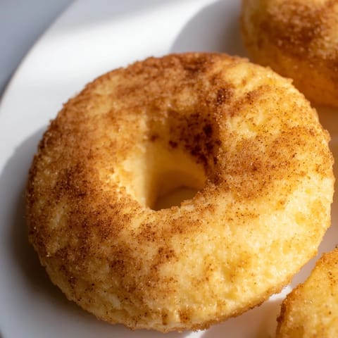 Warm, fresh 1-Minute Air Fryer Donuts glistening with melted butter, then coated in sweet cinnamon sugar.