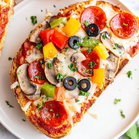 Cheesy Air Fryer Pizza Toast with crispy, golden edges, an easy and satisfying Italian-inspired meal.