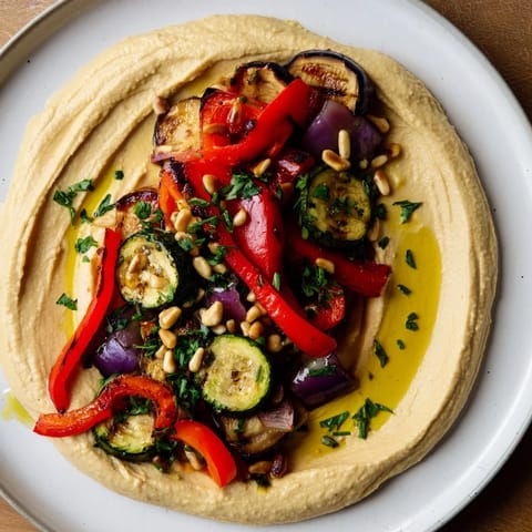 Creamy whipped hummus veggies