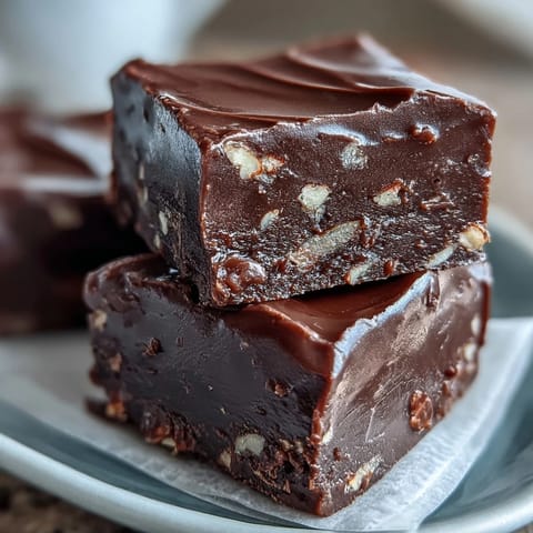Fifteen pieces of homemade Hojicha Fudge with roasted tea dusting are arranged on a slate platter.