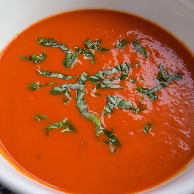 Imagine a vibrant spoonful of homemade tomato and basil Comfort Soup, perfect for dipping crusty bread.