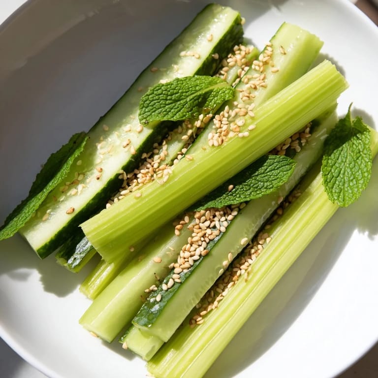 A close-up of The Bamboo Zen: cooling vegetable sticks ready for dipping, arranged Zen-style.