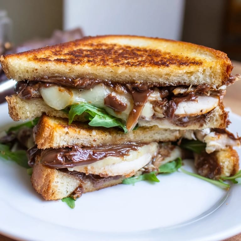 Savory and sweet: layers of chicken, Nutella, and brie in this delicious Nutella Grilled Cheese.