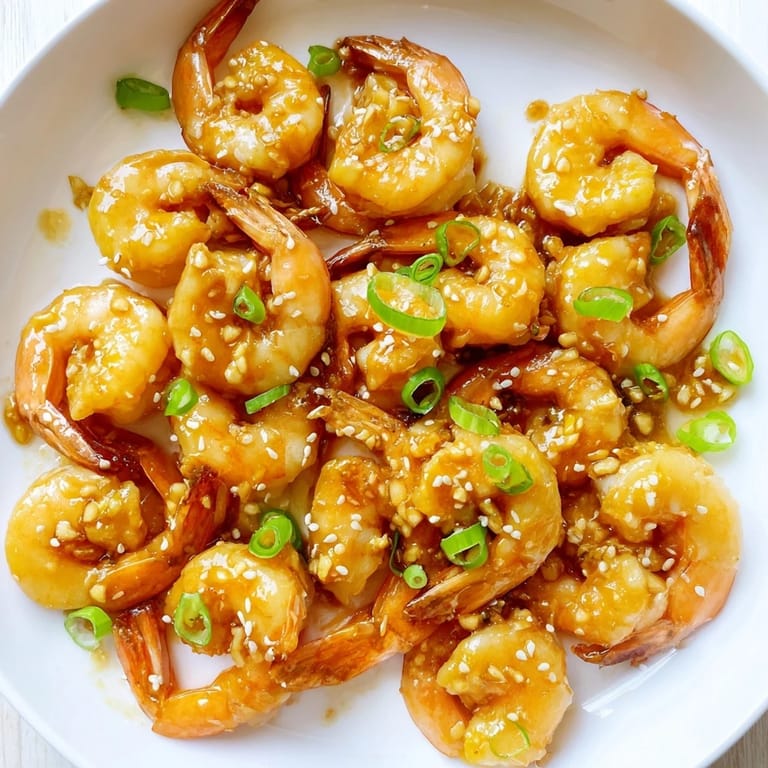 Tender Honey Garlic Shrimp glistening with a sticky glaze, perfect for your weeknight meal plans.