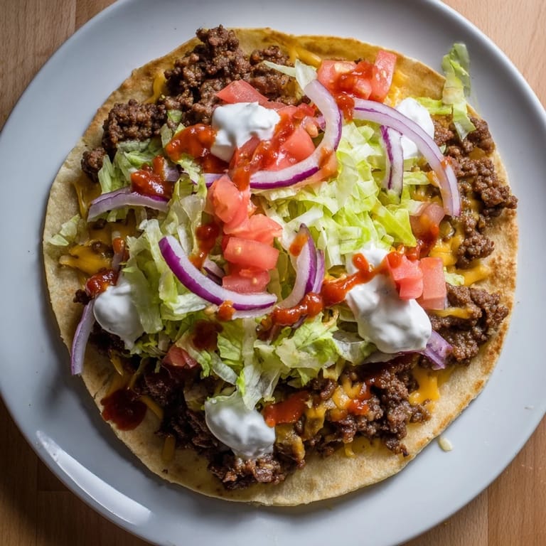 Handheld view of delicious crispy smash tacos, showcasing the perfectly seared beef and loaded toppings.