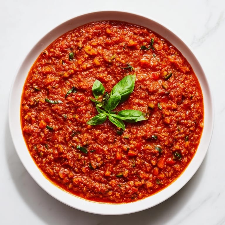 This rich, homemade Veggie-Loaded Tomato Pasta Sauce simmers with tender vegetables and herbs.