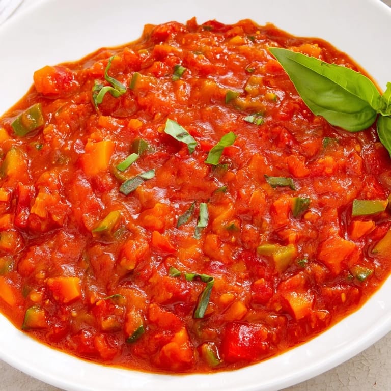 Imagine a bowl of pasta drizzled with luscious Veggie-Loaded Tomato Pasta Sauce, perfect for dinner.