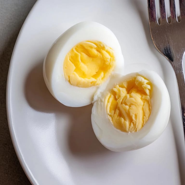 Picture of cooked Air Fryer Boiled Eggs, ready to enjoy with a creamy yolk and easy peeling.