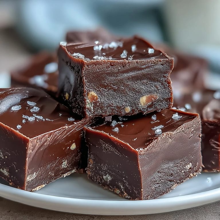 Slices of rich Hojicha Fudge reveal a dense, creamy texture with chocolate and roasted tea notes.