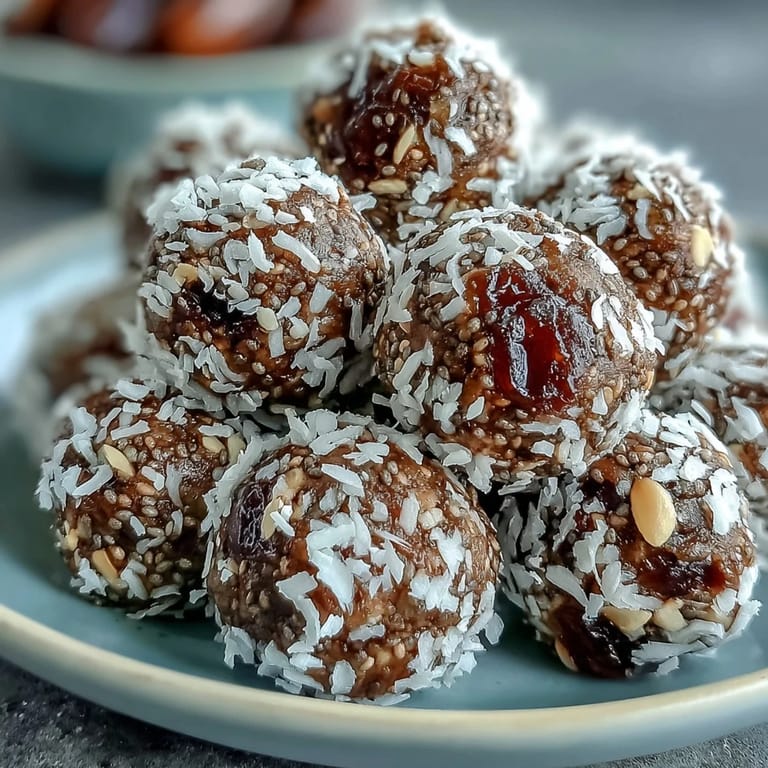 These no-bake Hojicha Energy Balls show roasted tea flavor in a vegan snack.