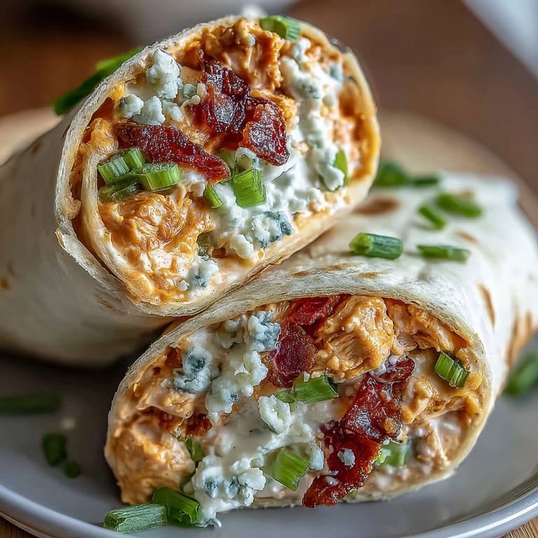 Delicious Buffalo Chicken Pinwheel Wraps with tender shredded chicken, blue cheese, and crunchy celery, rolled in soft flour tortillas.