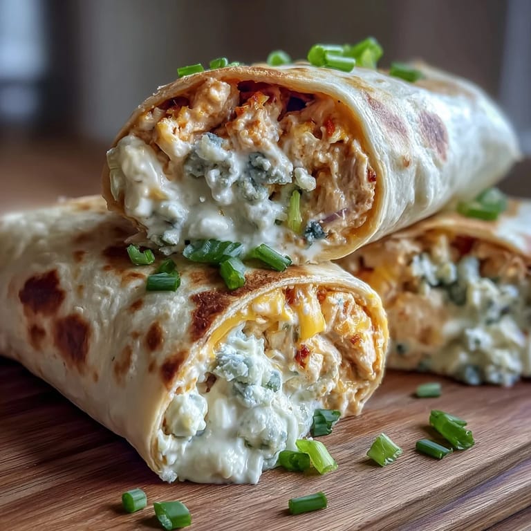 Spicy Buffalo Chicken and Cream Cheese Pinwheel Wraps, an easy no-cook appetizer, great for gatherings or quick snacks.