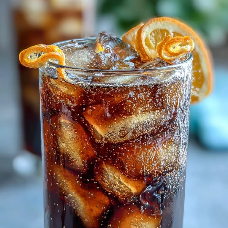Vibrant cold brew coffee tonic drink with orange zest, perfect for a summer brunch.