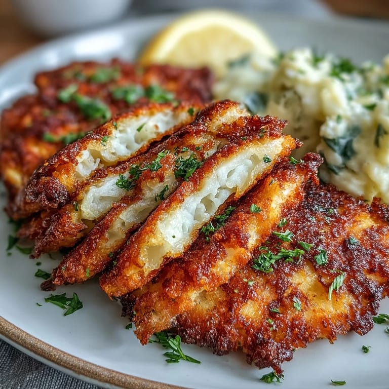 Vegetarian cabbage schnitzel, breaded and pan-fried until crisp, makes a hearty and flavorful main dish.