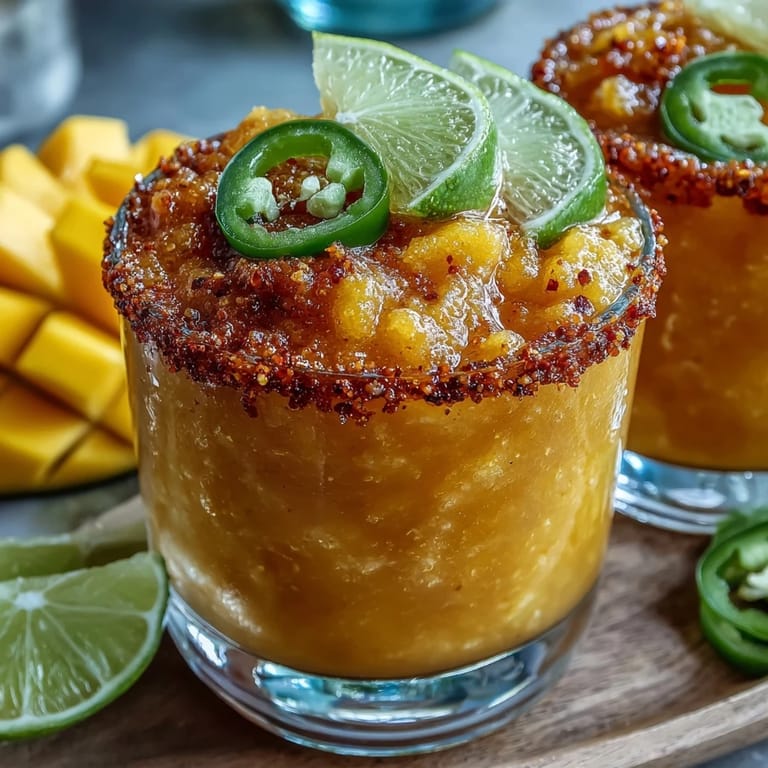 Chill with this no-alcohol spicy mango margarita slushie, perfectly blended and refreshingly icy.