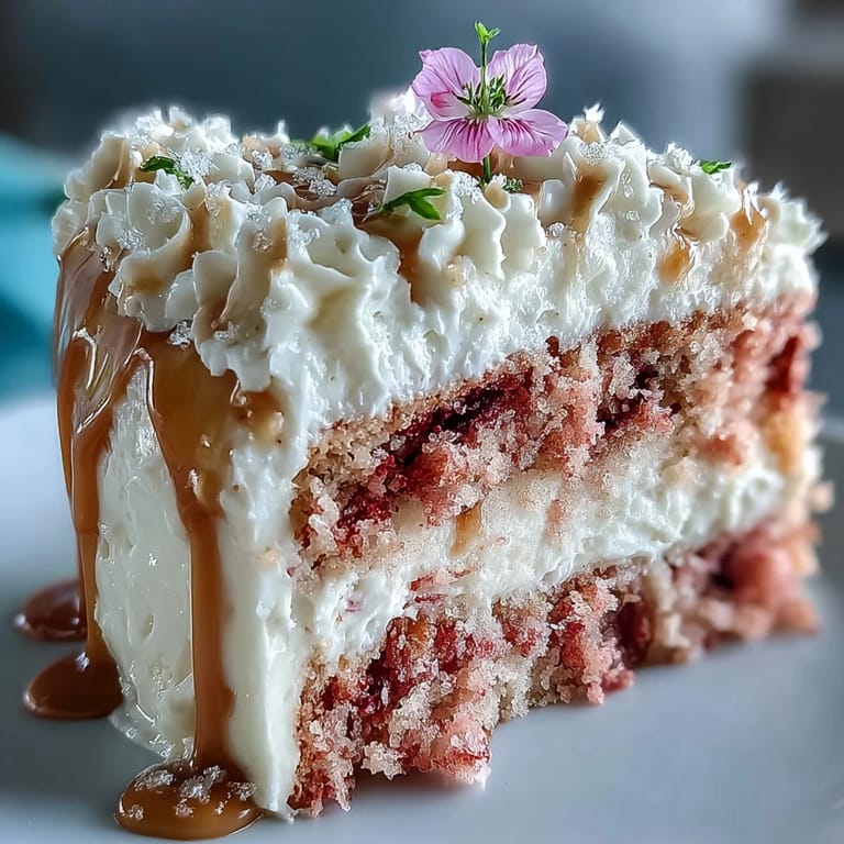 A blushing Bridal Shower Rosé Velvet Cake, generously frosted and elegantly draped.