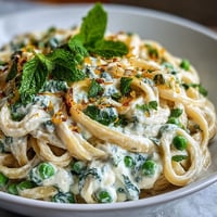 Creamy Lemon Ricotta Pasta with peas and mint, vibrant and fresh.